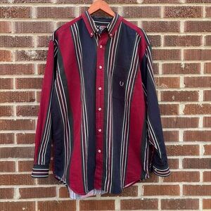 Vtg Coliseum Classic Button Down Shirt Men L Color Block Striped 90s Long Sleeve